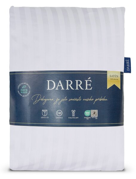 DARRÉ Damaškové saténové povlečení Pruh 10 mm - White Velikost: 140 x 200 + 70 x 90