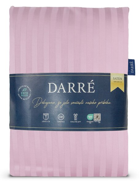 DARRÉ Damaškové saténové povlečení Pruh 10 mm - Light pink Velikost: 140 x 200 + 70 x 90