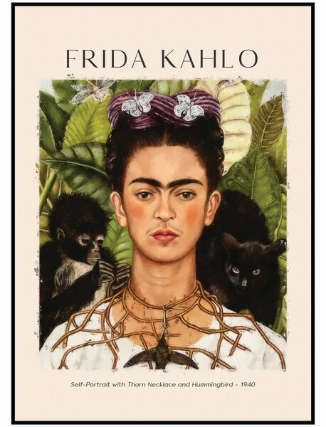 Frida Kahlo - Autoportrét s opicemi 1940 Rozměr plakátu: 50 x 70 cm