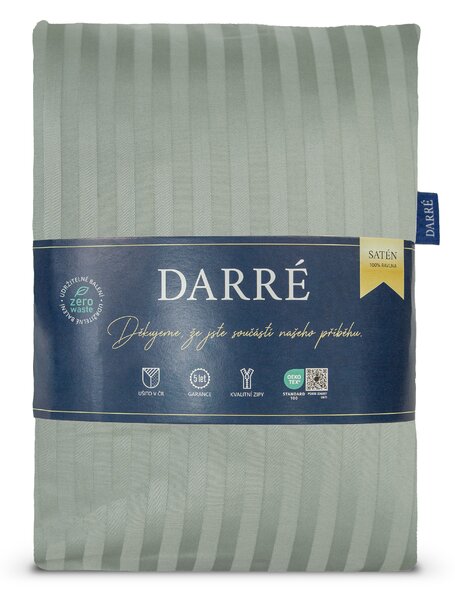 DARRÉ Damaškové saténové povlečení Pruh 10 mm - Salvia Velikost: 140 x 200 + 70 x 90