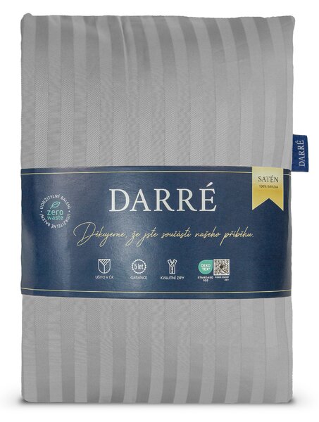DARRÉ Damaškové saténové povlečení Pruh 10 mm - Silver Velikost: 140 x 200 + 70 x 90