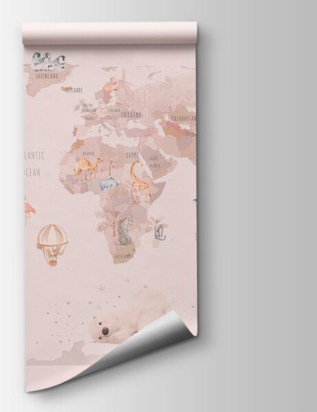 Fototapeta Mapa světa s letadly a ledními medvědy, Dětské fototapety, Populární fototapety, u93908 - Tapeko.co.cz