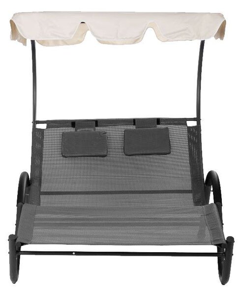 Relaxační lehátko se stříškou do zahrady pro 2 osoby