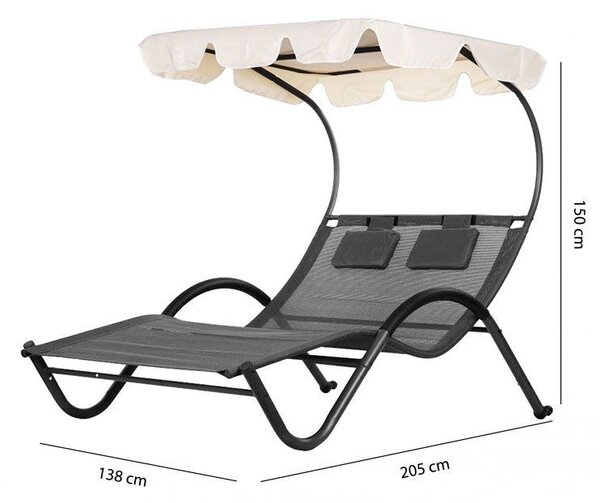 Relaxační lehátko se stříškou do zahrady pro 2 osoby