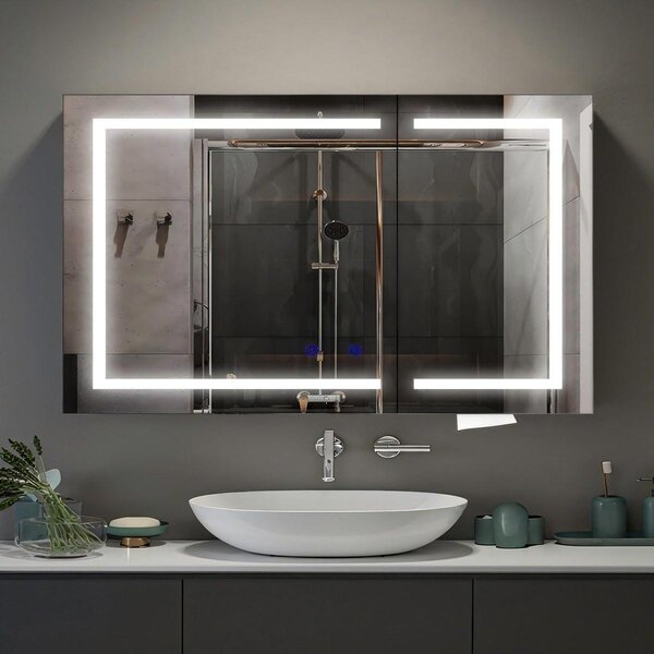 Koupelnové zrcadlo s osvětlením - LED osvětlení - Zásuvka - 80 x 60 x 15 cm