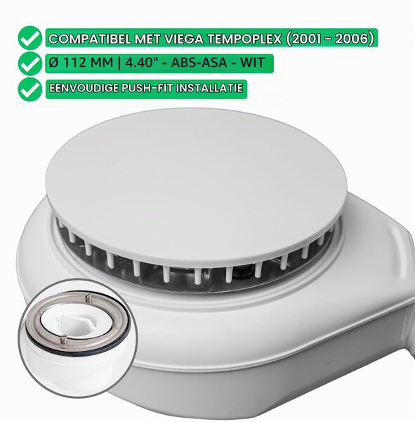 Kryt odtoku sprchové vaničky - průměr 112 mm - bílý - pro sprchovou vaničku - kompatibilní se systémem Viega Tempoplex