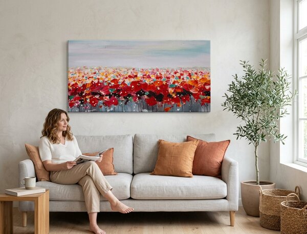 Malovaný obraz na stěnu KVĚTINY 1 díl 100x50 cm