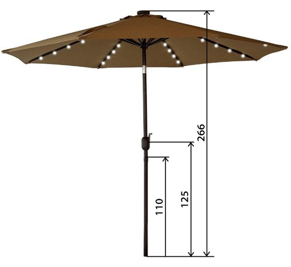 Cappa Garden Zahradní slunečník LED solární 300cm béžový