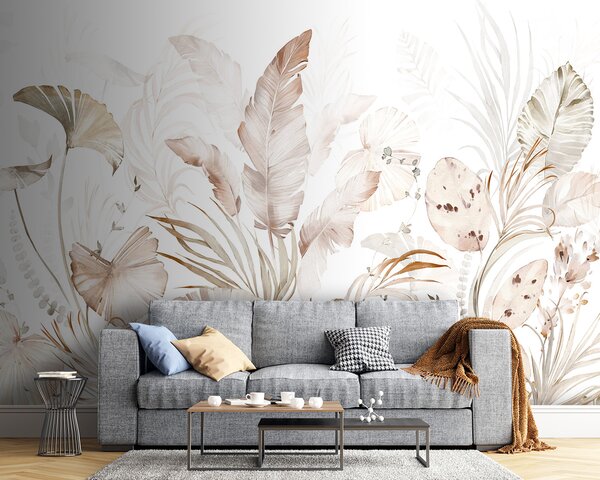 Fototapeta Elegantní botanické prvky v jemných odstínech, Lesní fototapety, Populární fototapety, u93967 - Tapeko.co.cz