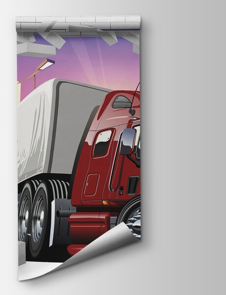 Fototapeta Nákladní auto prorážející cihlovou zeď, Dětské fototapety, Populární fototapety, u93974 - Tapeko.co.cz