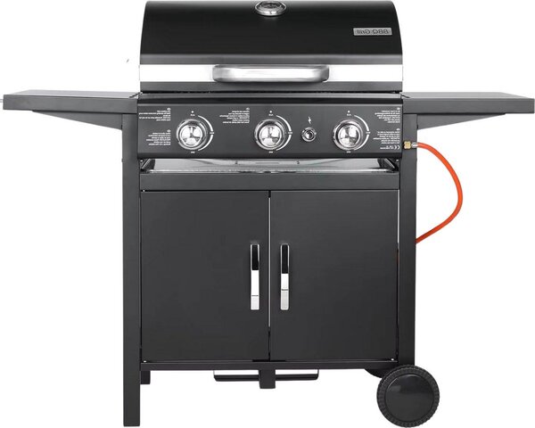 Típlotýnkový propan BBQ gril - Plynový gril - Litinové grilovací roty - Pulzní zapalování a teplomr - RVS