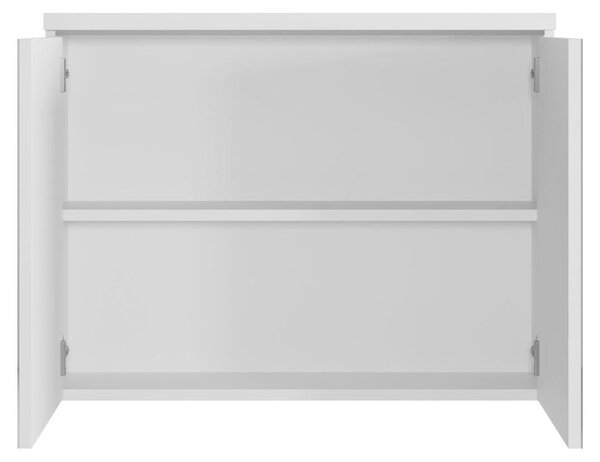 Zrcadlová skříňka do koupelny - Bílá - 80 x 20 x 60 cm - S LED osvětlením - Se dvěma dveřmi a dřevěnými držáky
