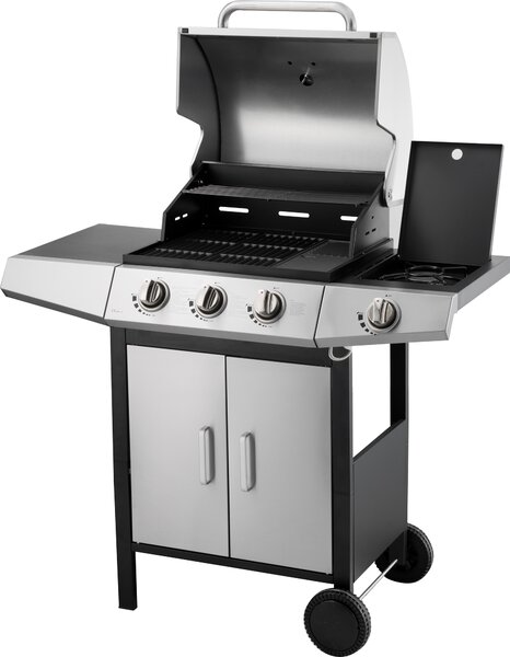 FIELDMANN FZG 3010 Plynový gril, velikost grilu: 107 x 53 x 110 cm, 3x hlavní hoák a 1x boní hoák, zapalování: integrovaný systém, teplomr