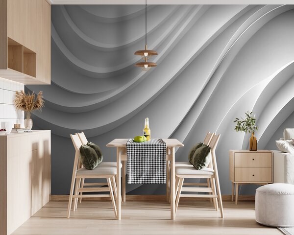 Fototapeta Bílé a šedé vlnovky, 3D fototapety, Populární fototapety, u94078 - Tapeko.co.cz