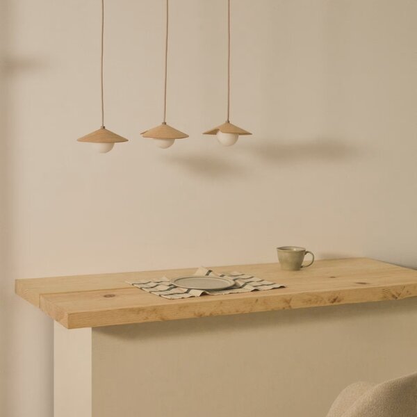 Dřevěné závěsné světlo Kave Home Wilara 60 cm