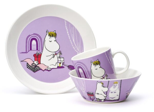 Sada hrníček a talíř v dárkové krabici Moomin Snorkmaiden Arabia fialová