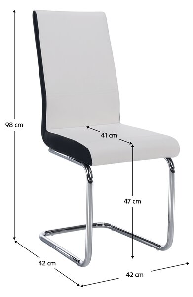 KONDELA Židle, ekokůže bílá / černá + chrom, Neana