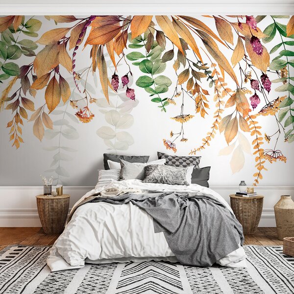 Fototapeta Botanická elegance na bílém pozadí, Květinové fototapety, Populární fototapety, u94198 - Tapeko.co.cz
