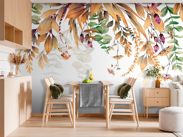 Fototapeta Botanická elegance na bílém pozadí, Květinové fototapety, Populární fototapety, u94198 - Tapeko.co.cz