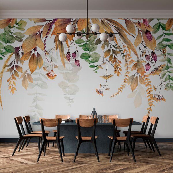 Fototapeta Botanická elegance na bílém pozadí, Květinové fototapety, Populární fototapety, u94198 - Tapeko.co.cz