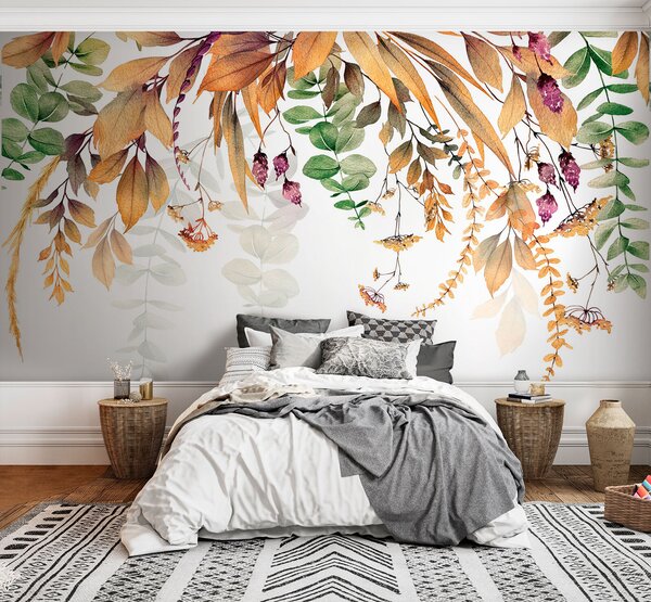 Fototapeta Botanická elegance na bílém pozadí, Květinové fototapety, Populární fototapety, u94198 - Tapeko.co.cz