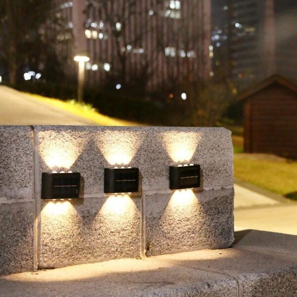 4Leaders Solární LED nástěnné světlo na zahradu a terasu 6 LED 1 ks 9×6×2,5 cm