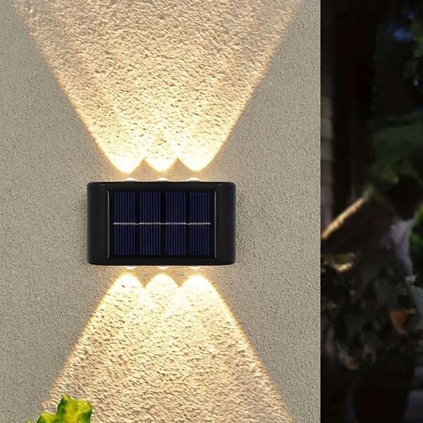 4Leaders Solární LED nástěnné světlo na zahradu a terasu 6 LED 1 ks 9×6×2,5 cm