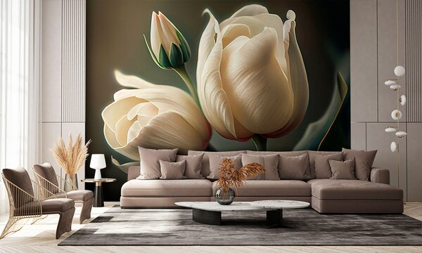 Fototapeta Jemné tulipány v jemných odstínech, 3D květinové fototapety, Populární fototapety, u94253 - Tapeko.co.cz