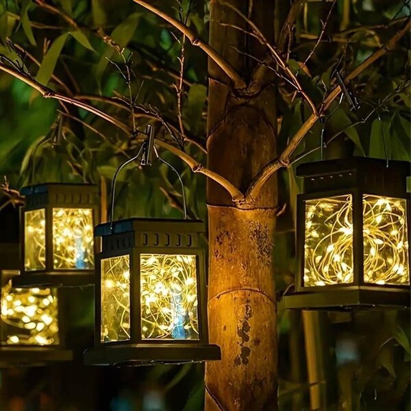 4Leaders Závěsná LED solární lucerna teplá bílá 12,5×8,9 cm