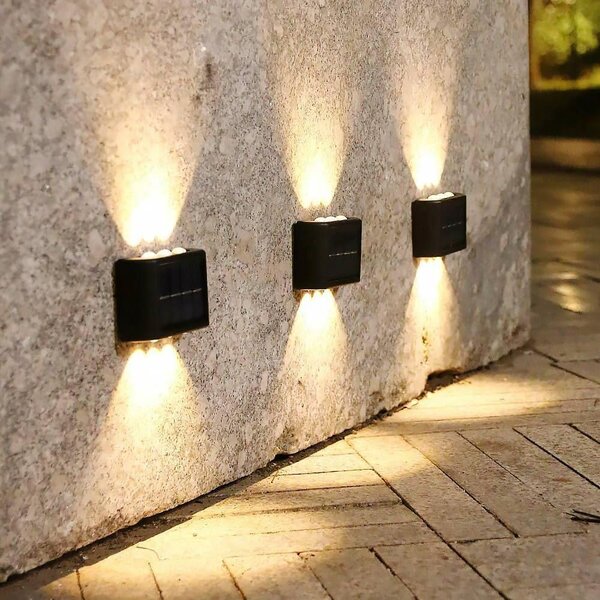 4Leaders Solární LED nástěnné světlo na zahradu a terasu 6 LED 1 ks 9×6×2,5 cm