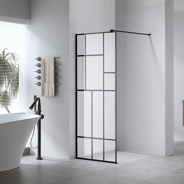 BPS-koupelny Sprchová zástěna Walk-in SH05C BL 90 černá/transparent - bez vaničky