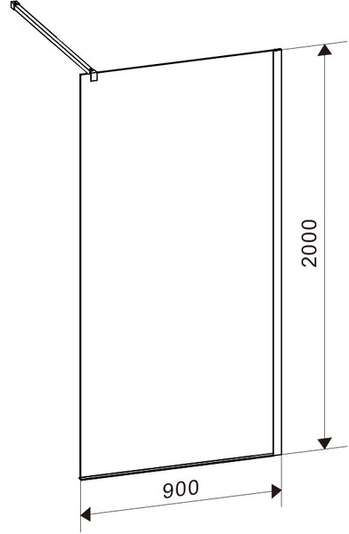 BPS-koupelny Sprchová zástěna Walk-in SH05C BL 90 černá/transparent - bez vaničky