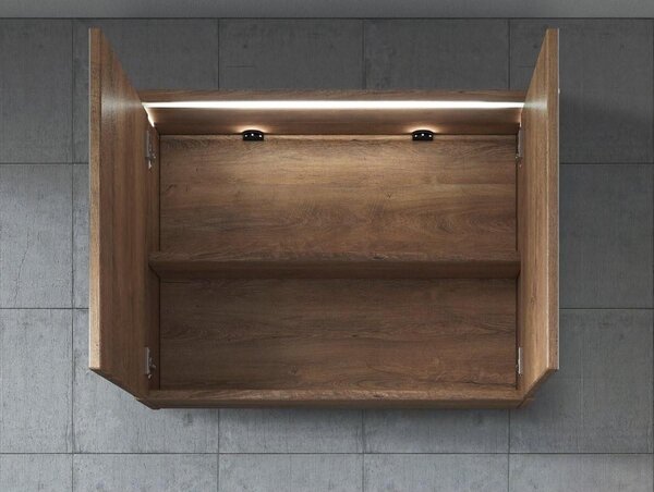 Zrcadlová skříňka - Dub - 80 x 60 cm - S LED osvětlením