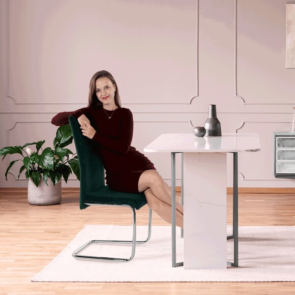 KONDELA Jídelní židle, smaragdová Velvet látka, ABIRA NEW