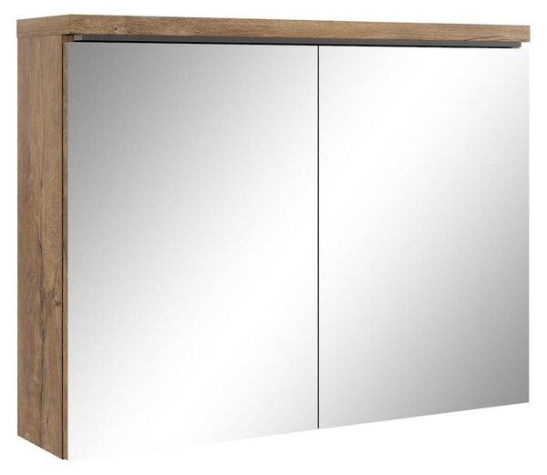 Zrcadlová skříňka - Dub - 80 x 60 cm - S LED osvětlením