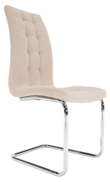 KONDELA Jídelní židle, béžová Dulux Velvet látka / chrom, SALOMA NEW