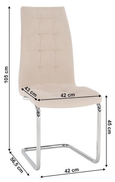 KONDELA Jídelní židle, béžová Dulux Velvet látka / chrom, SALOMA NEW