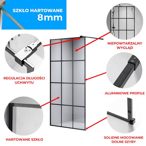 BPS-koupelny Sprchová zástěna Walk-in SH04A BL 70 černá/transparent - bez vaničky