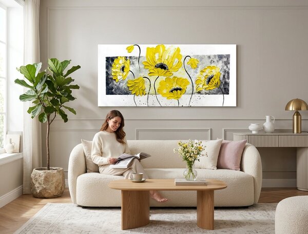 Autorská reprodukce na plátně KVĚTINY - 70x30 cm