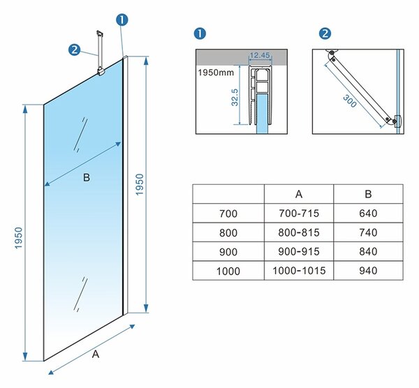 BPS-koupelny Sprchová zástěna Walk-in ZES KZ24 CH 70 chrom - bez vaničky