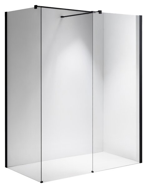 BPS-koupelny 2-dílná sprchová zástěna Walk-in SH07 DUO BL 120x70, černá mat/transparent - bez vaničky