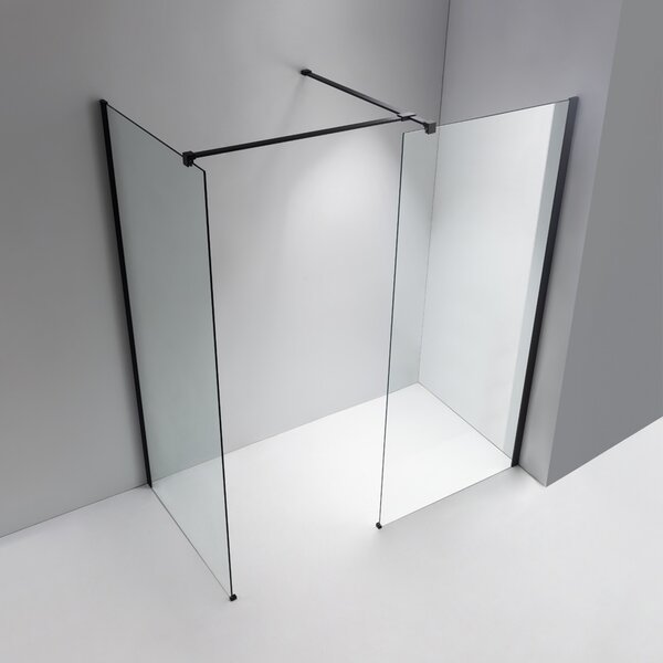 BPS-koupelny 2-dílná sprchová zástěna Walk-in SH07 DUO BL 120x70, černá mat/transparent - bez vaničky