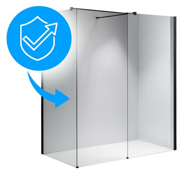 BPS-koupelny 2-dílná sprchová zástěna Walk-in SH07 DUO BL 120x70, černá mat/transparent - bez vaničky