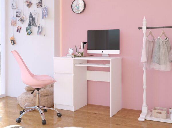 Ak furniture Psací stůl PIKSEL 90 cm bílý levý
