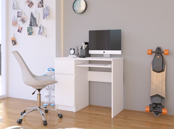 Ak furniture Psací stůl PIKSEL 90 cm bílý levý