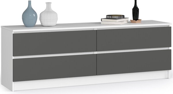 Ak furniture Komoda Kuba 160 cm 4 šuplíky bílá/grafitová