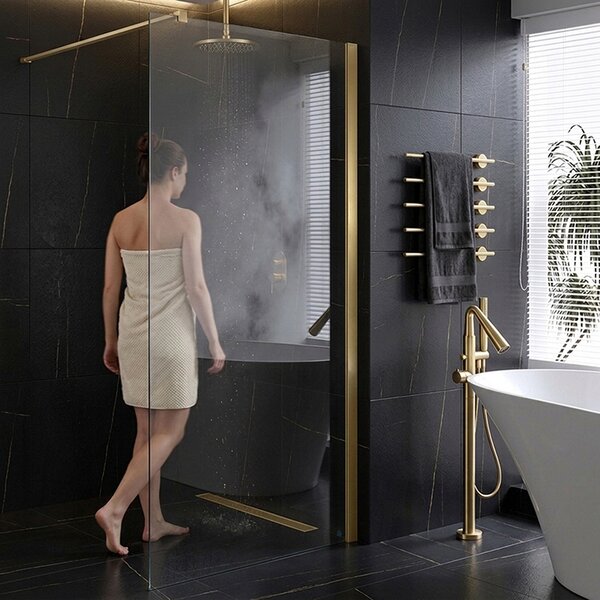 BPS-koupelny Sprchová zástěna Walk-in SH07B GL BR 80 zlatá kartáčovaná - bez vaničky