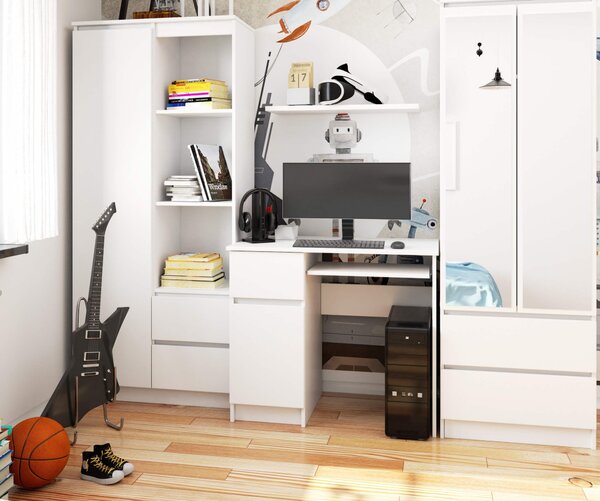 Ak furniture Psací stůl PIKSEL 90 cm bílý levý