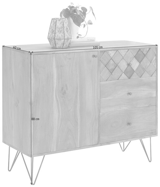 KOMODA, akácie, barvy akácie, bronzová, 105/88/40 cm Ambia Home - Široké komody