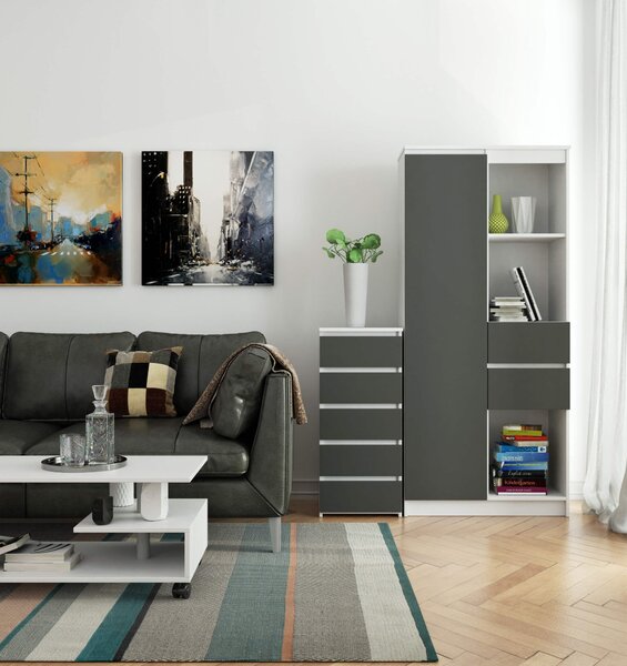 Ak furniture Komoda CL5 40 cm bílá/grafitově šedá